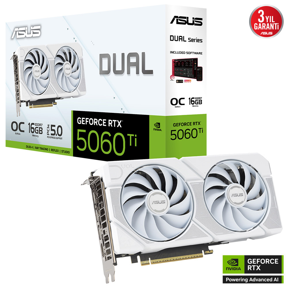ASUS RTX5060-TI 16GB GDDR7 128BIT 3XDP/HDMI (DUAL-RTX5060TI-O16G-WHITE)