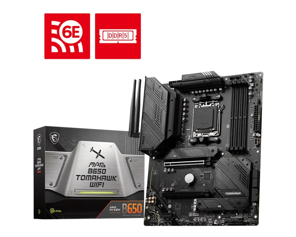 MSI MAG B650 TOMAHAWK WIFI AM5 DDR5 6600MHZ(OC) HDMI DP M.2 USB3.2 2.5G LAN WIFI 6E ATX
