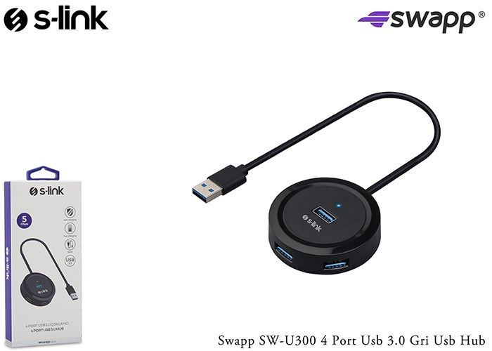 S-LINK SWAPP SW-U300 4 PORT USB 3.0 GRI USB HUBÃ‡OKLAYICI