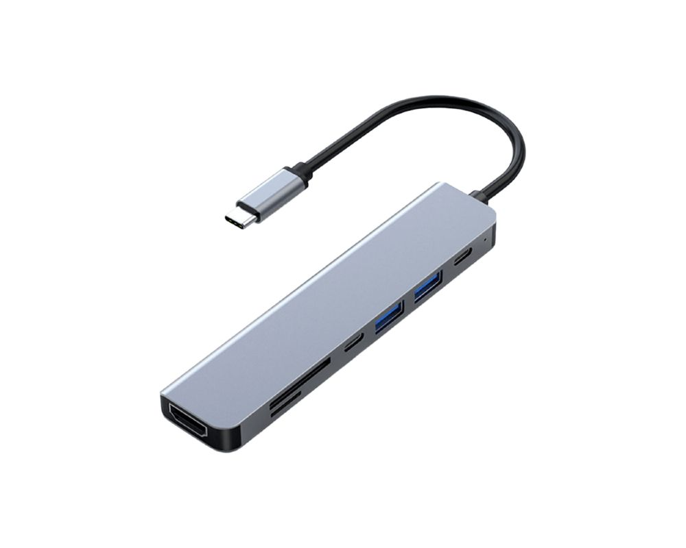 FRISBY FA-7684C TYPE-C - 7 IN1 USB-C+HDMI+SD/TF+USB3.0+PD+USB-C