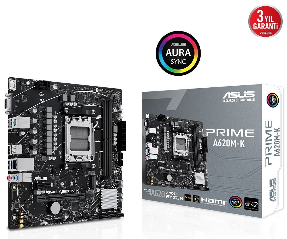 ASUS PRIME A620M-K AM5 DDR5 SES GLAN HDMI/VGA SATA3 USB3.2 mATX