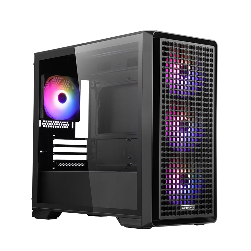SEGOTEP RADIANT SIYAH 750W 80+ BRONZE PCIE 5.0 MID TOWER KASA (RAINBOW FAN)