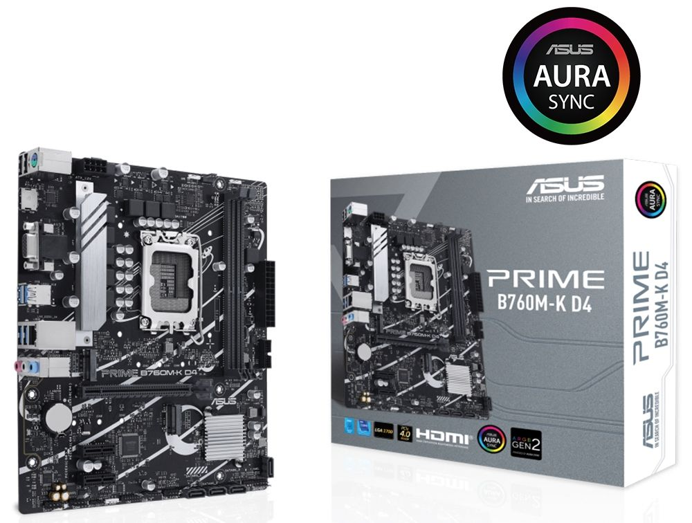 ASUS PRIME B760M-K D4 1700P DDR4 SES GLAN HDMI/VGA SATA3 USB3.2 2XM.2 SMATX