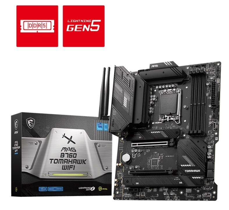 MSI MAG B760 TOMAHAWK WIFI SOKET 1700 DDR5 7000(OC) PCI-E GEN5 M.2 USB3.2 HDMIDP 1X 2.5G LAN