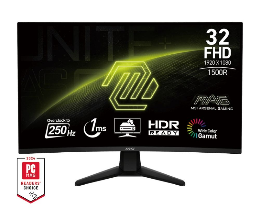 MSI MAG 32C6X 31.5 INC 1MS 250HZ FHD CURVE 1500R VA ADAPTIVE-SYNC GAMING MONITOR