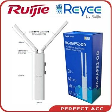 RUIJIE REYEE RG-RAP52-OD WIFI 5 AC1300 1PORT GIGABIT 2X2 MU-MIMO 2.4/5GHZ POE ADAPTORSUZ OMNI