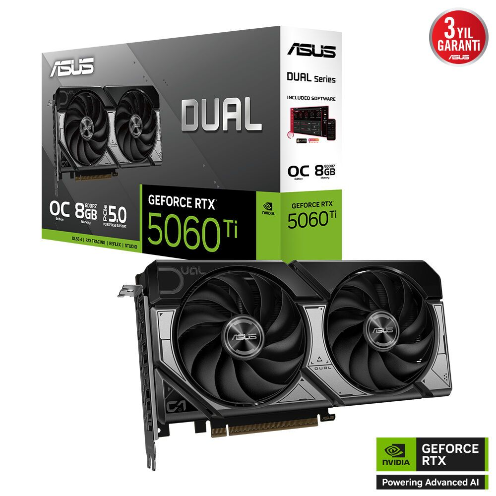 ASUS RTX5060-TI 8GB GDDR7 128BIT 3XDP/HDMI (DUAL-RTX5060TI-O8G)