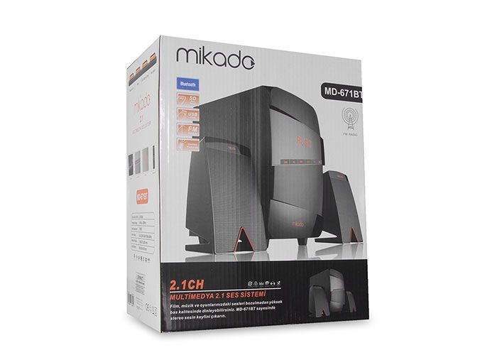 MIKADO MD-671BT 2+1 40W RMS SIYAH USB+SD+FM DESTEKLI MULTIMEDIA BLUETOOTH SPEAKER