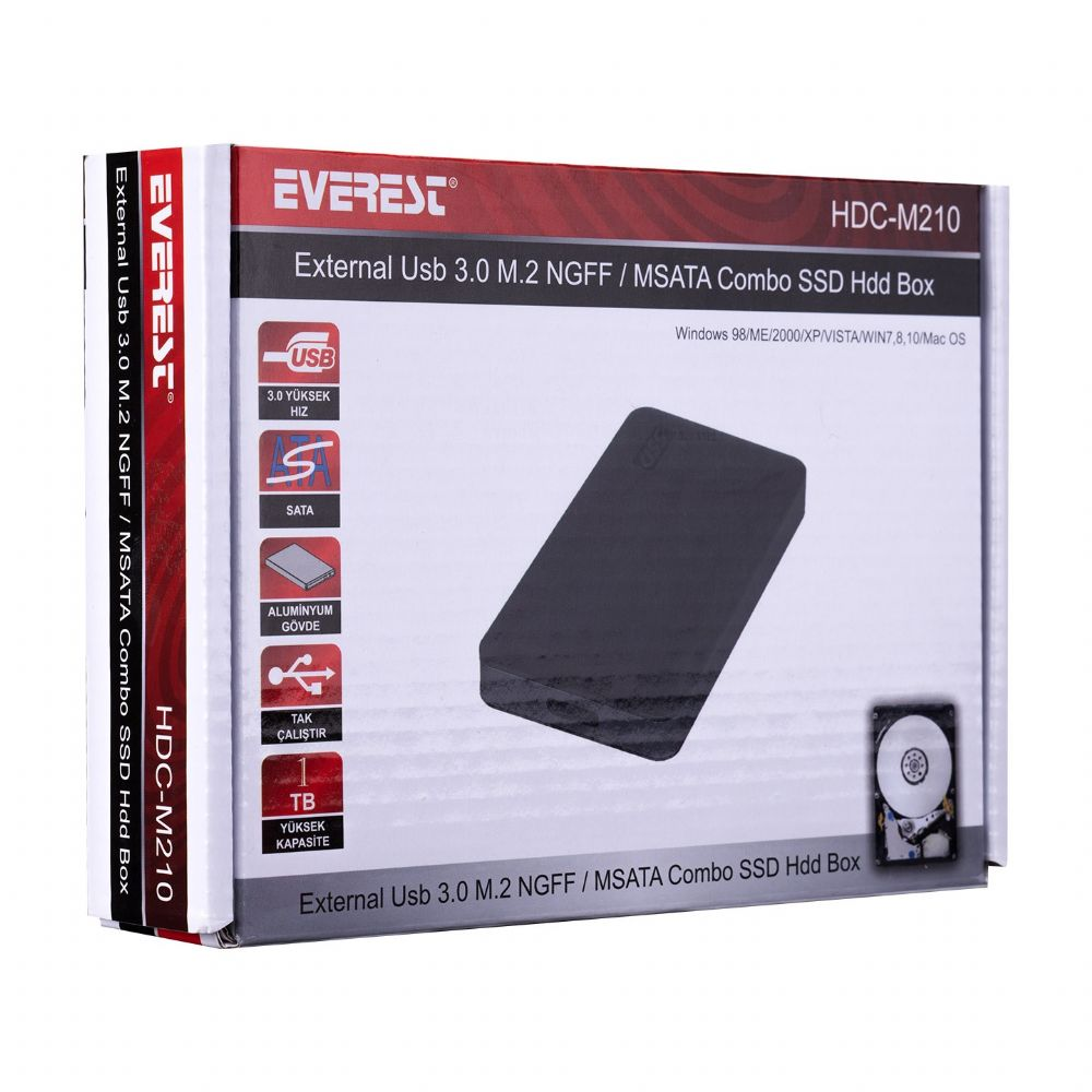 EVEREST HDC-M210 HARICI USB 3.0 MINI M.2 /MSATA COMBO SSD SSD HDD KUTUSU