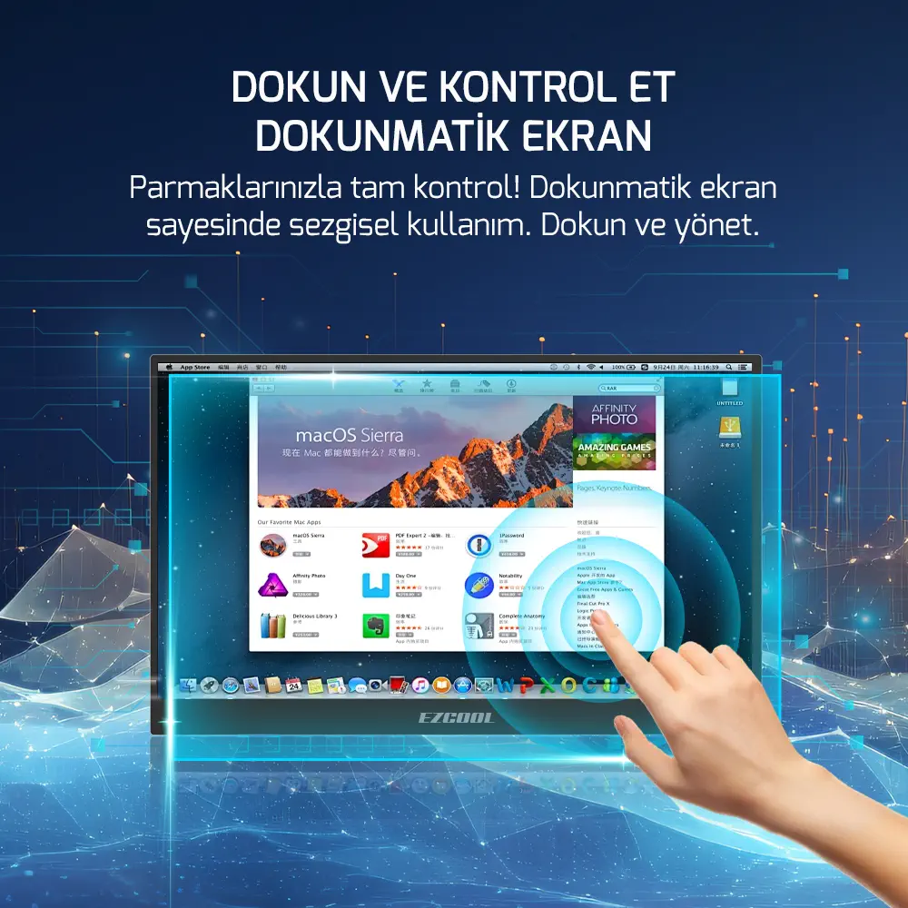 EZCOOL LITE E15T 15.6 INC DOKUNMATIK 4MS 60HZ FHD TAŞINABILIR MONITÖR (SIFIR ÖLÜ PIKSEL GARANTILI)