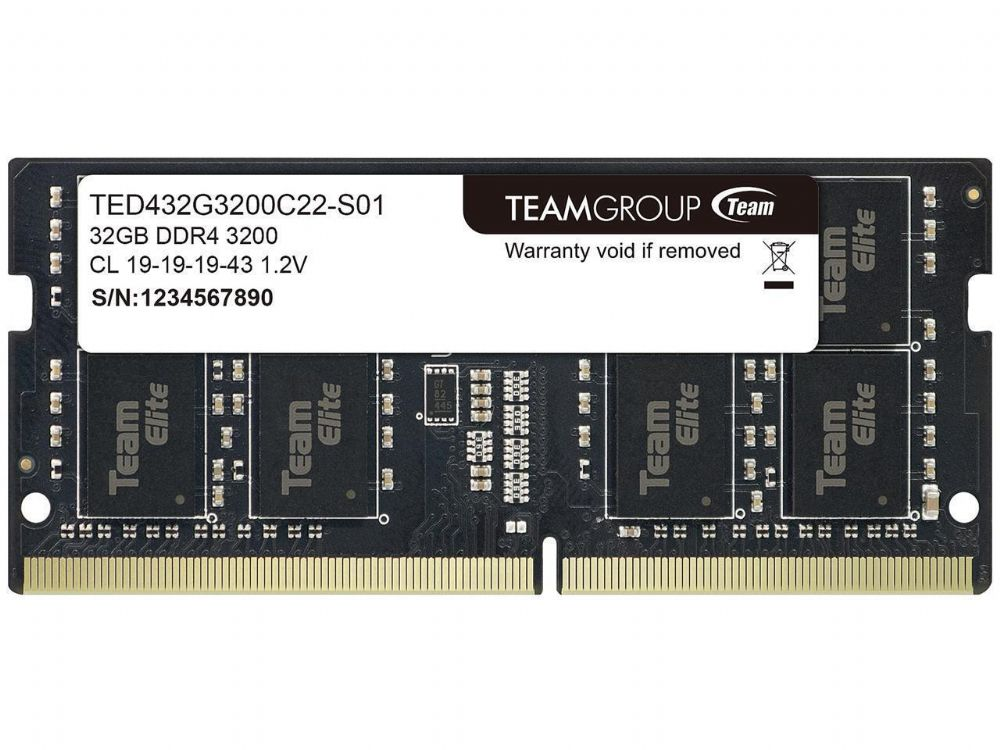 TEAM ELITE 32GB 3200MHZ CL 22 DDR4 NOTEBOOK SODIMM RAM (TED432G3200C22-S01)